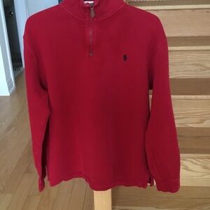 Polo Ralph Lauren Men's 100% Cotton Red Half-Zip Sweater